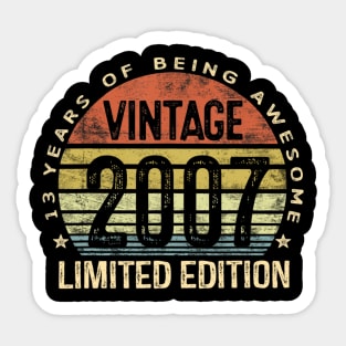 13 Year Old Gifts Vintage 2007 Limited Edition 13th Birthday T shirt Sticker